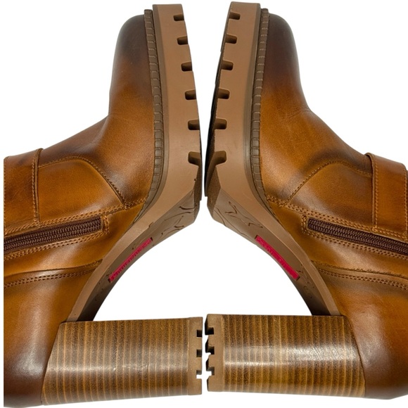 PIKOLINOS Cuero Lug Sole Block Heel Leather Boots Size 40 - Picture 8 of 14